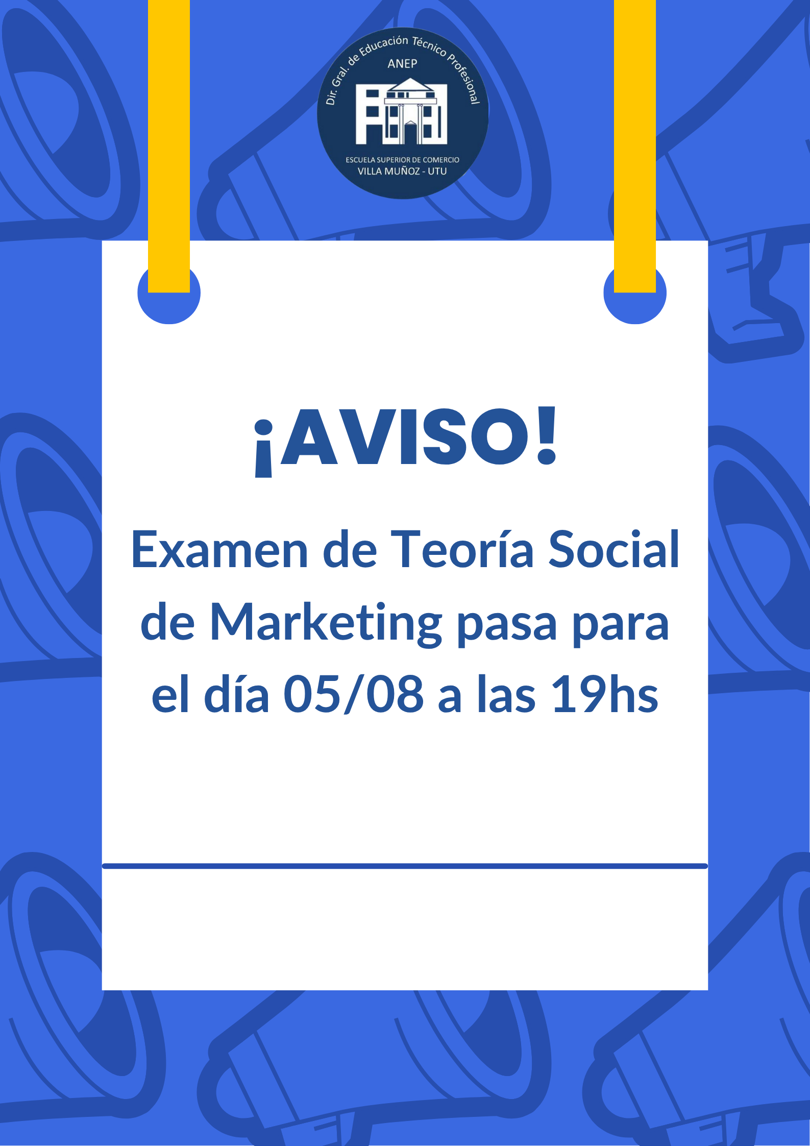 Cambio de Fecha – Examen de Teoría Social de Marketing